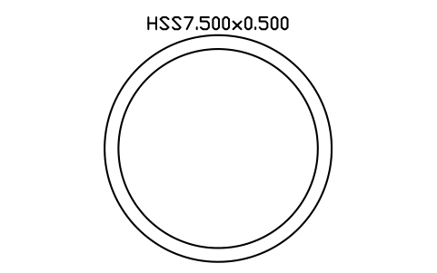 Prévia do símbolo HSS7.500x0.500, bloco AISC_HSS7_500X0_500