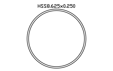 Prévia do símbolo HSS8.625x0.250, bloco AISC_HSS8_625X0_250