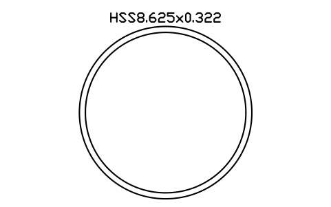 Prévia do símbolo HSS8.625x0.322, bloco AISC_HSS8_625X0_322