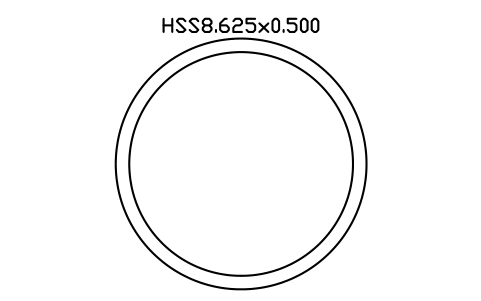 Prévia do símbolo HSS8.625x0.500, bloco AISC_HSS8_625X0_500
