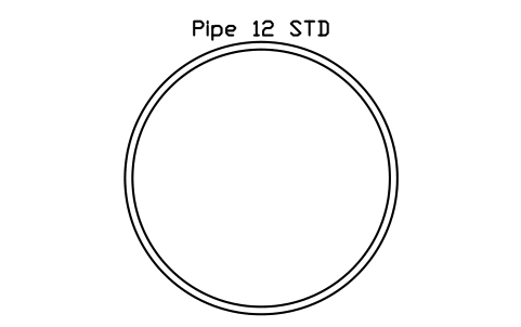Prévia do símbolo Pipe 12 STD, bloco AISC_Pipe12STD