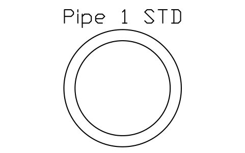 Prévia do símbolo Pipe 1 STD, bloco AISC_Pipe1STD