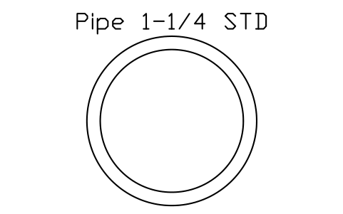 Prévia do símbolo Pipe 1-1/4 STD, bloco AISC_Pipe1_1_4STD