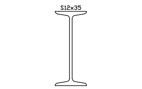 S12x35 sembolünün önizlemesi, blok AISC_S12X35
