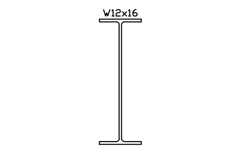 W12x16 sembolünün önizlemesi, blok AISC_W12X16