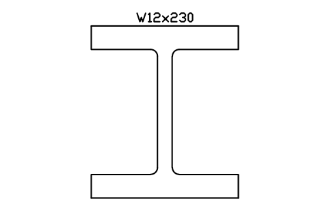 W12x230 sembolünün önizlemesi, blok AISC_W12X230