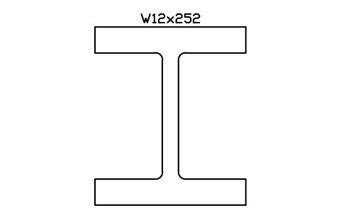 W12x252 sembolünün önizlemesi, blok AISC_W12X252