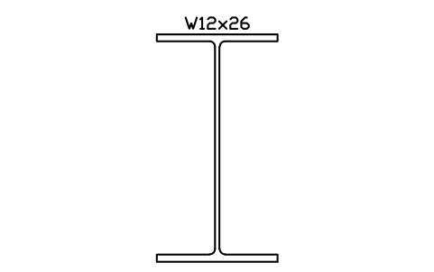 W12x26 sembolünün önizlemesi, blok AISC_W12X26
