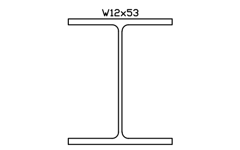 W12x53 sembolünün önizlemesi, blok AISC_W12X53