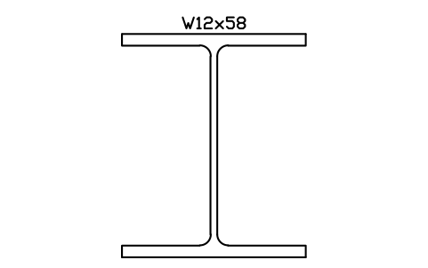 W12x58 sembolünün önizlemesi, blok AISC_W12X58