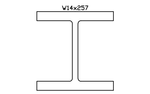 W14x257 sembolünün önizlemesi, blok AISC_W14X257