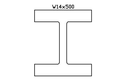 W14x500 sembolünün önizlemesi, blok AISC_W14X500