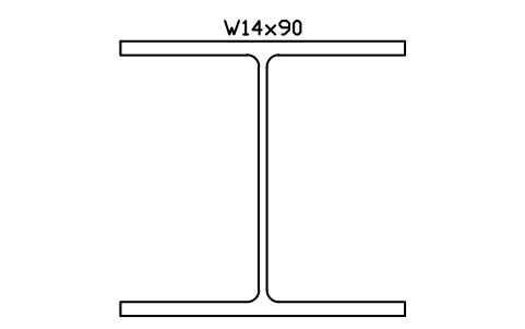 W14x90 sembolünün önizlemesi, blok AISC_W14X90