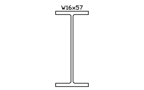 W16x57 sembolünün önizlemesi, blok AISC_W16X57