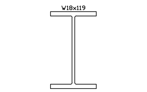 W18x119 sembolünün önizlemesi, blok AISC_W18X119