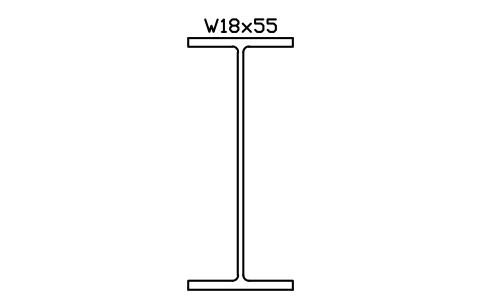 W18x55 sembolünün önizlemesi, blok AISC_W18X55