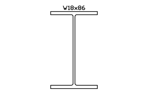 W18x86 sembolünün önizlemesi, blok AISC_W18X86