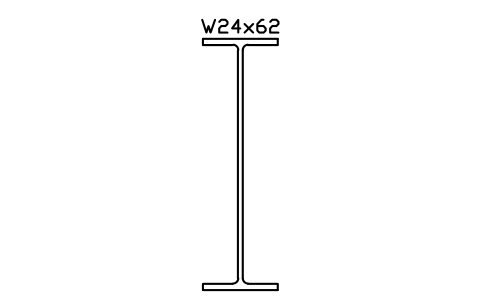 W24x62 sembolünün önizlemesi, blok AISC_W24X62