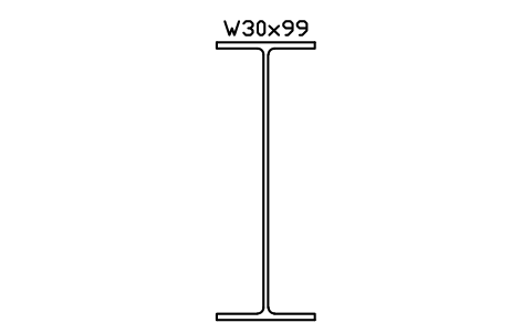 W30x99 sembolünün önizlemesi, blok AISC_W30X99