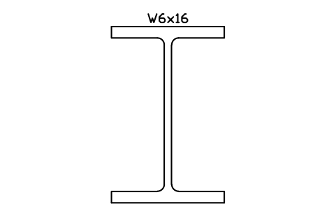 W6x16 sembolünün önizlemesi, blok AISC_W6X16