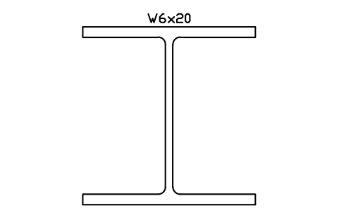 W6x20 sembolünün önizlemesi, blok AISC_W6X20