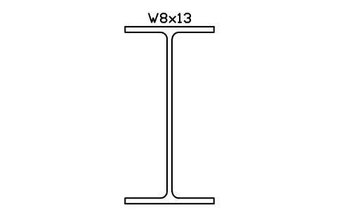 W8x13 sembolünün önizlemesi, blok AISC_W8X13