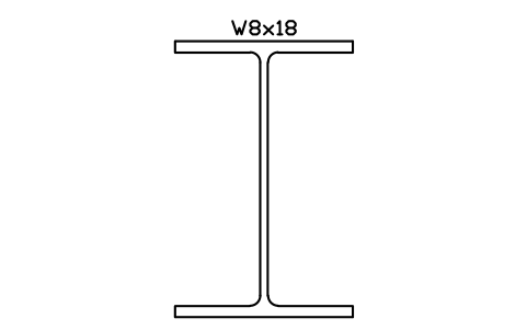 W8x18 sembolünün önizlemesi, blok AISC_W8X18