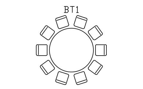 Prévia do símbolo Banquet table, round with ten chairs, bloco ARCH_BANQUET_10