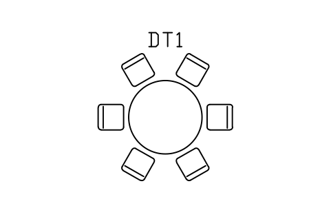 Prévia do símbolo Round table with six chairs, bloco ARCH_TABLE_ROUND_6