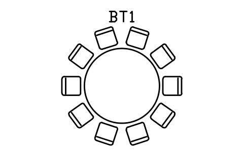 Banquet table, round with ten chairs sembolünün önizlemesi, blok ARCH_BANQUET_10