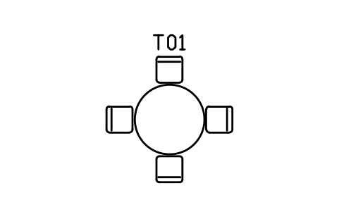 Dining table, round with four chairs sembolünün önizlemesi, blok ARCH_DINING_TABLE_ROUND