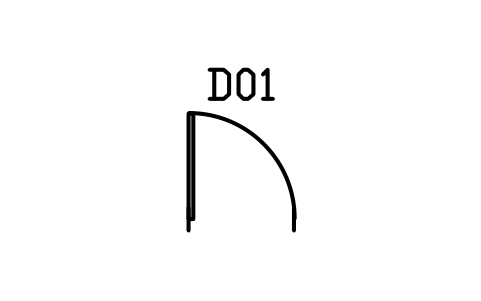 Door, single swing sembolünün önizlemesi, blok ARCH_DOOR_SINGLE