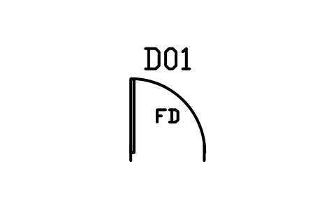 Door, single swing, fire-rated sembolünün önizlemesi, blok ARCH_DOOR_SINGLE_FIRE