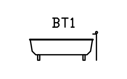 Bathtub, freestanding, front view sembolünün önizlemesi, blok ARCH_ELEV_BATH_FREE