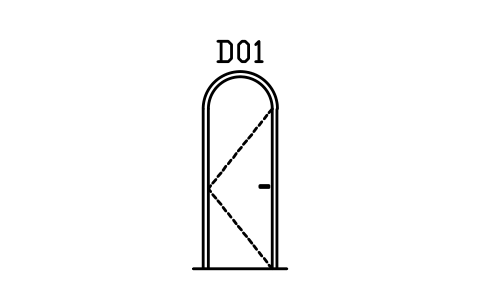 Door elevation, arched top sembolünün önizlemesi, blok ARCH_ELEV_DOOR_ARCH