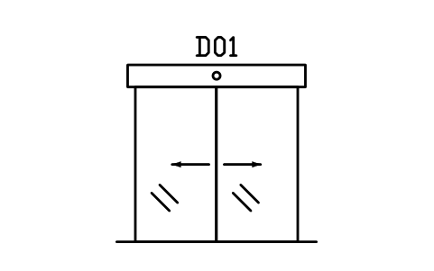 Door elevation, automatic sliding sembolünün önizlemesi, blok ARCH_ELEV_DOOR_AUTO
