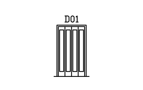 Door elevation, bi-fold sembolünün önizlemesi, blok ARCH_ELEV_DOOR_BIFOLD