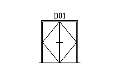 Door elevation, double flush sembolünün önizlemesi, blok ARCH_ELEV_DOOR_DOUBLE