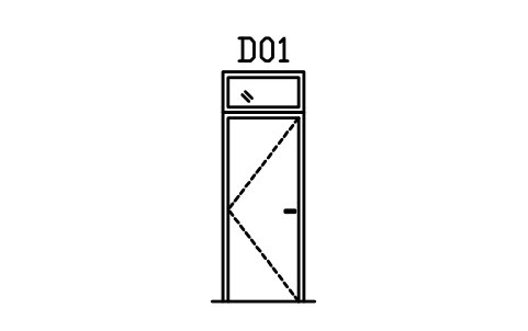 Door elevation, with transom light sembolünün önizlemesi, blok ARCH_ELEV_DOOR_FANLIGHT