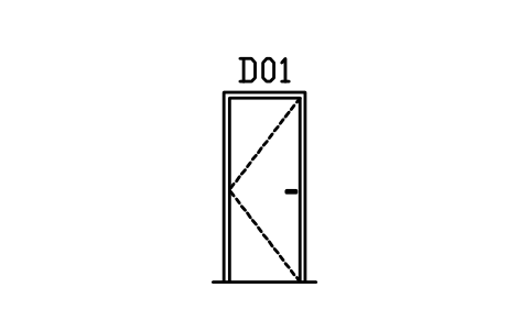 Door elevation, flush sembolünün önizlemesi, blok ARCH_ELEV_DOOR_FLUSH