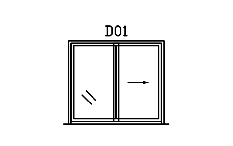 Door elevation, patio sliding sembolünün önizlemesi, blok ARCH_ELEV_DOOR_PATIO