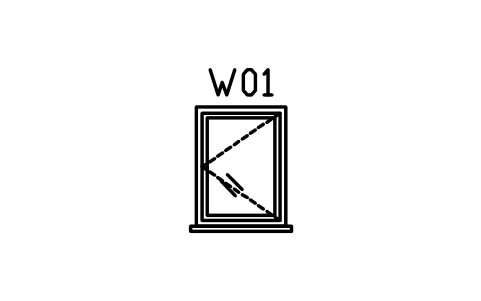 Window elevation, casement single sembolünün önizlemesi, blok ARCH_ELEV_WIN_CASEMENT
