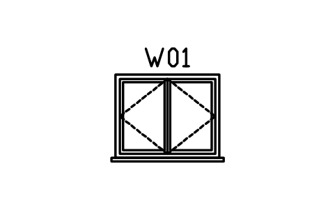 Window elevation, casement double sembolünün önizlemesi, blok ARCH_ELEV_WIN_CASEMENT2