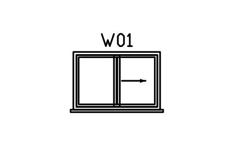 Window elevation, sliding sembolünün önizlemesi, blok ARCH_ELEV_WIN_SLIDING