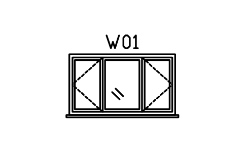 Window elevation, triple sembolünün önizlemesi, blok ARCH_ELEV_WIN_TRIPLE