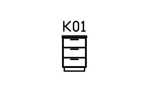 Base cabinet 600, three drawers sembolünün önizlemesi, blok ARCH_KITEL_DRAWERS600