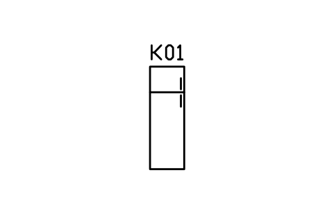 Refrigerator, single door 600 x 1800 sembolünün önizlemesi, blok ARCH_KITEL_FRIDGE1
