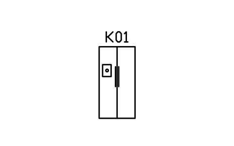 Refrigerator, side-by-side 900 sembolünün önizlemesi, blok ARCH_KITEL_FRIDGE_SBS