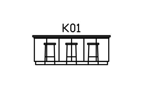 Kitchen island with stools, front sembolünün önizlemesi, blok ARCH_KITEL_ISLAND