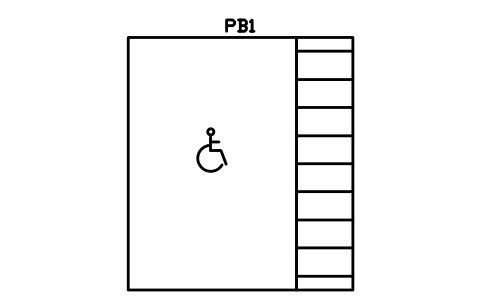 Parking bay, accessible with aisle sembolünün önizlemesi, blok ARCH_PARKING_ACCESSIBLE
